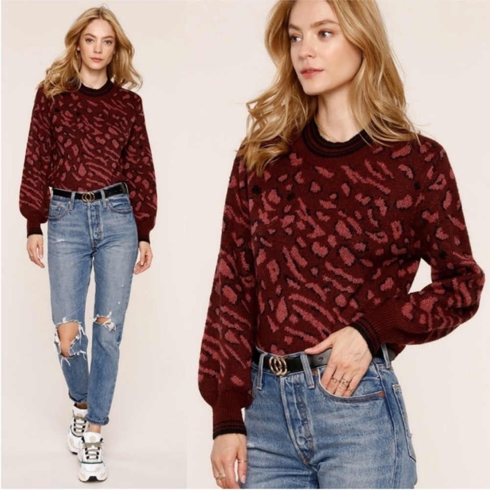 Heartloom Burgundy Leopard Sweater
